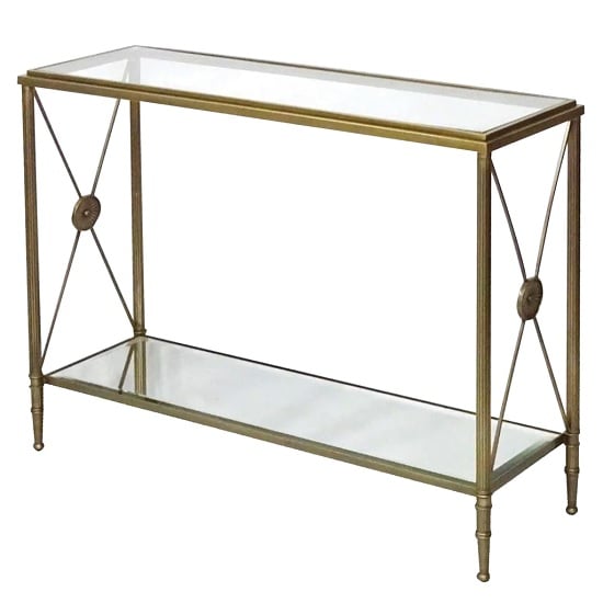 Williston Mirrored Glass Console Table With Metal Legs Furniture in
