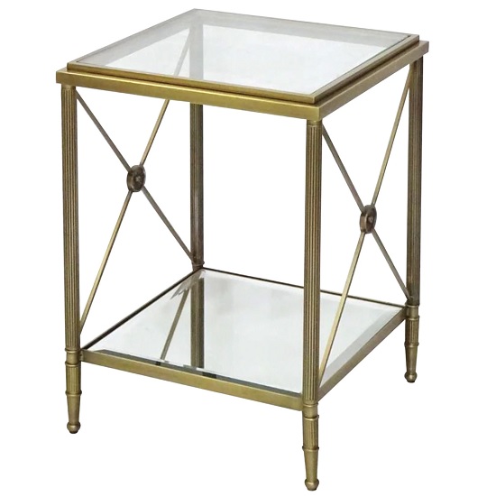 Williston Mirrored Glass End Table With Metal Legs Furniture in Fashion