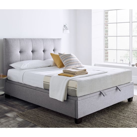 Williston Marbella Fabric Ottoman Double Bed In Grey