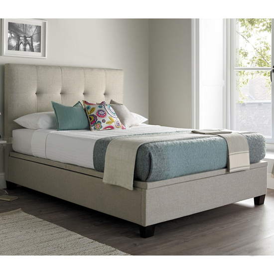 Product photograph of Williston Pendle Fabric Ottoman King Size Bed In Oatmeal from Furniture in Fashion