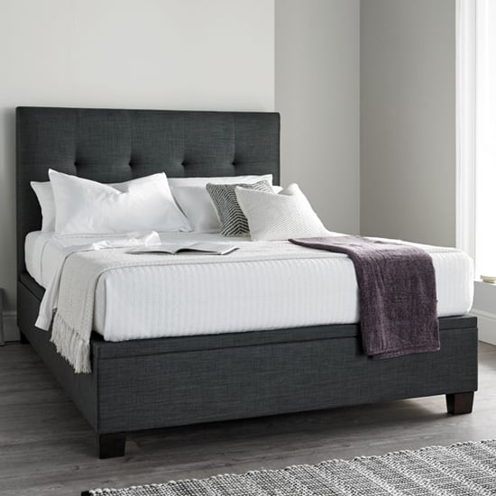 Product photograph of Williston Pendle Fabric Ottoman King Size Bed In Slate from Furniture in Fashion