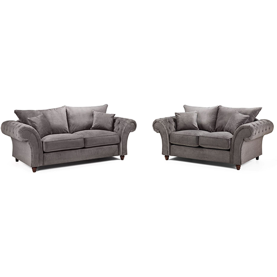Photo of Williton fabric 3 seater and 2 seater sofa in dark grey