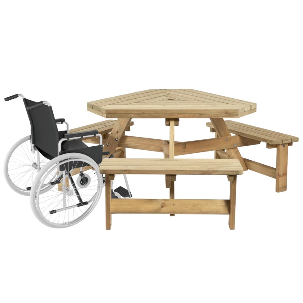 Willmar Wooden Outdoor Picnic Table In Natural
