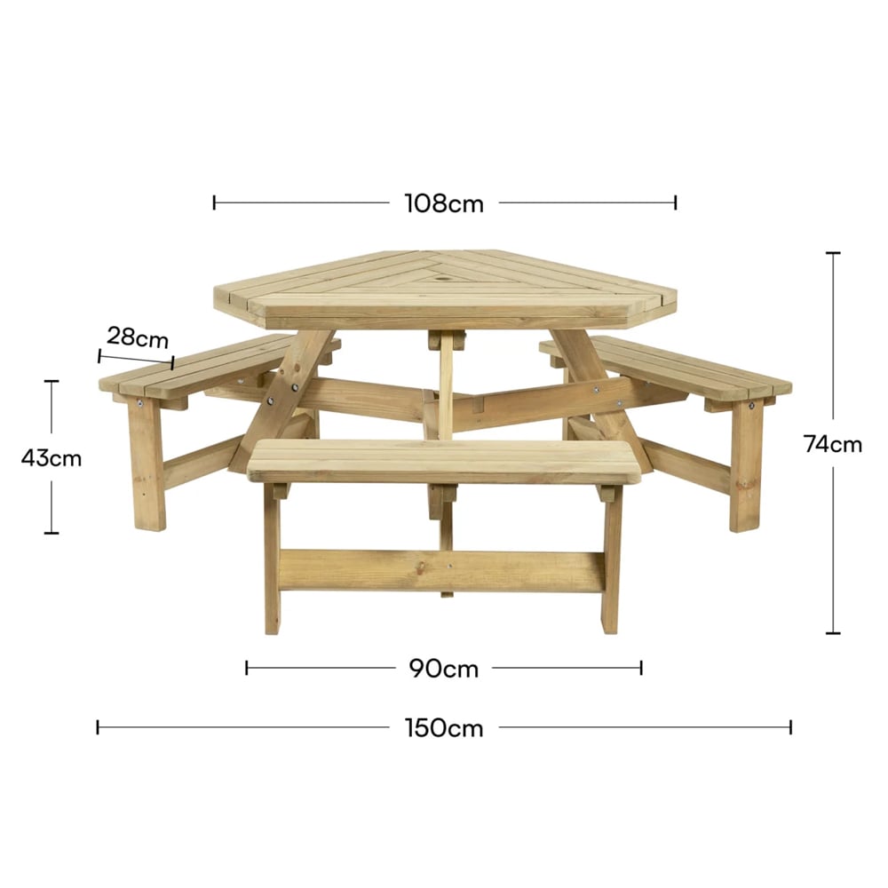 Willmar Wooden Outdoor Picnic Table In Natural