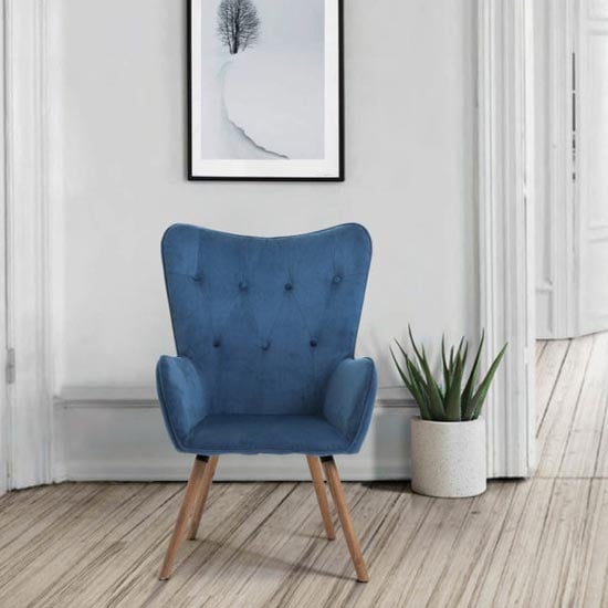 Willow Fabric Bedroom Armchair In Midnight Blue_2