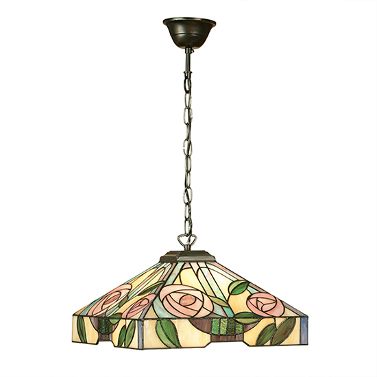 Willow Medium Tiffany Glass Pendant Light In Dark Bronze