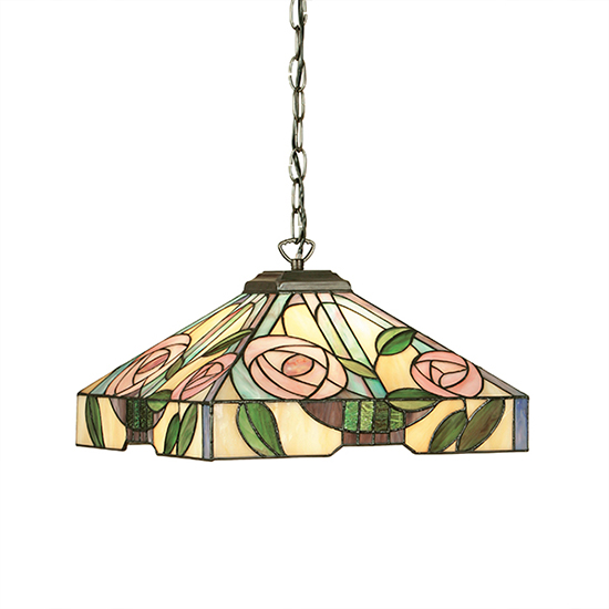 Willow Medium Tiffany Glass Pendant Light In Dark Bronze