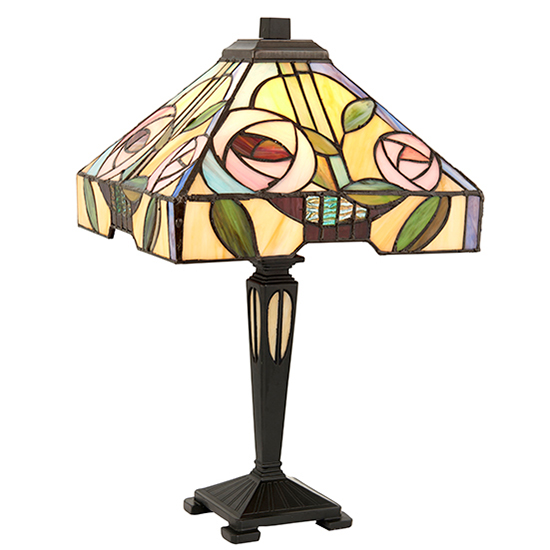 Willow Small Tiffany Glass Table Lamp In Dark Bronze