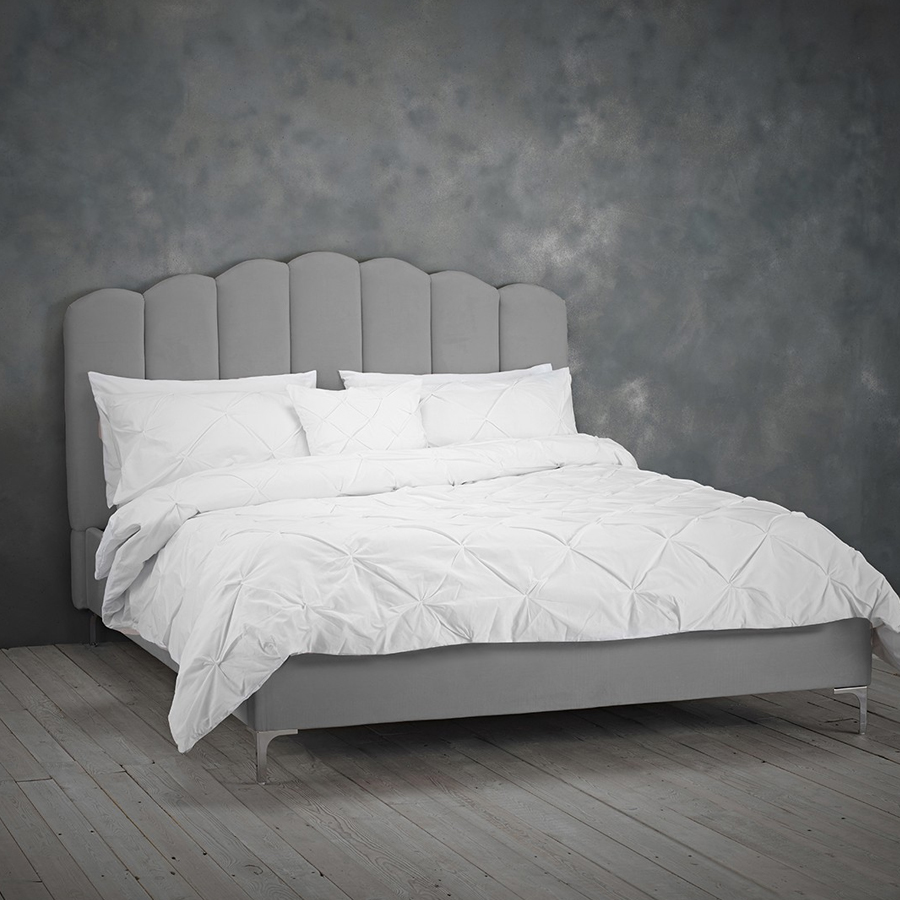 Willow Sumptuous Velvet Double Bed In Silver Furniture in Fashion
