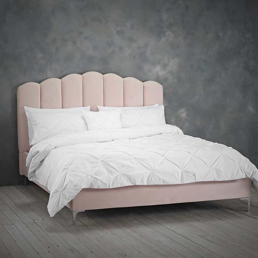 Welshpool Sumptuous Velvet King Size Bed In Pink Furniture in Fashion