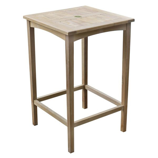 Willow Wooden Square Bar Table With 4 Stools In Teak
