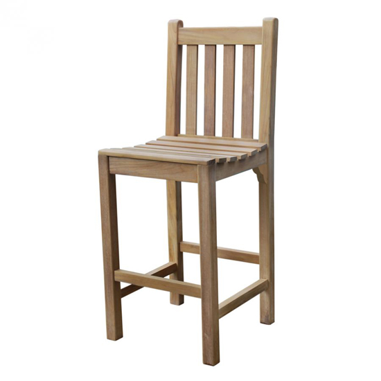 Willow Wooden Square Bar Table With 4 Stools In Teak