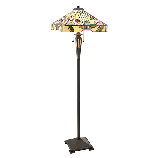 Willow Tiffany Glass Floor Lamp In Dark Bronze