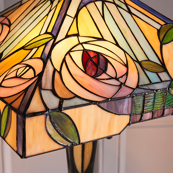 Willow Tiffany Glass Floor Lamp In Dark Bronze