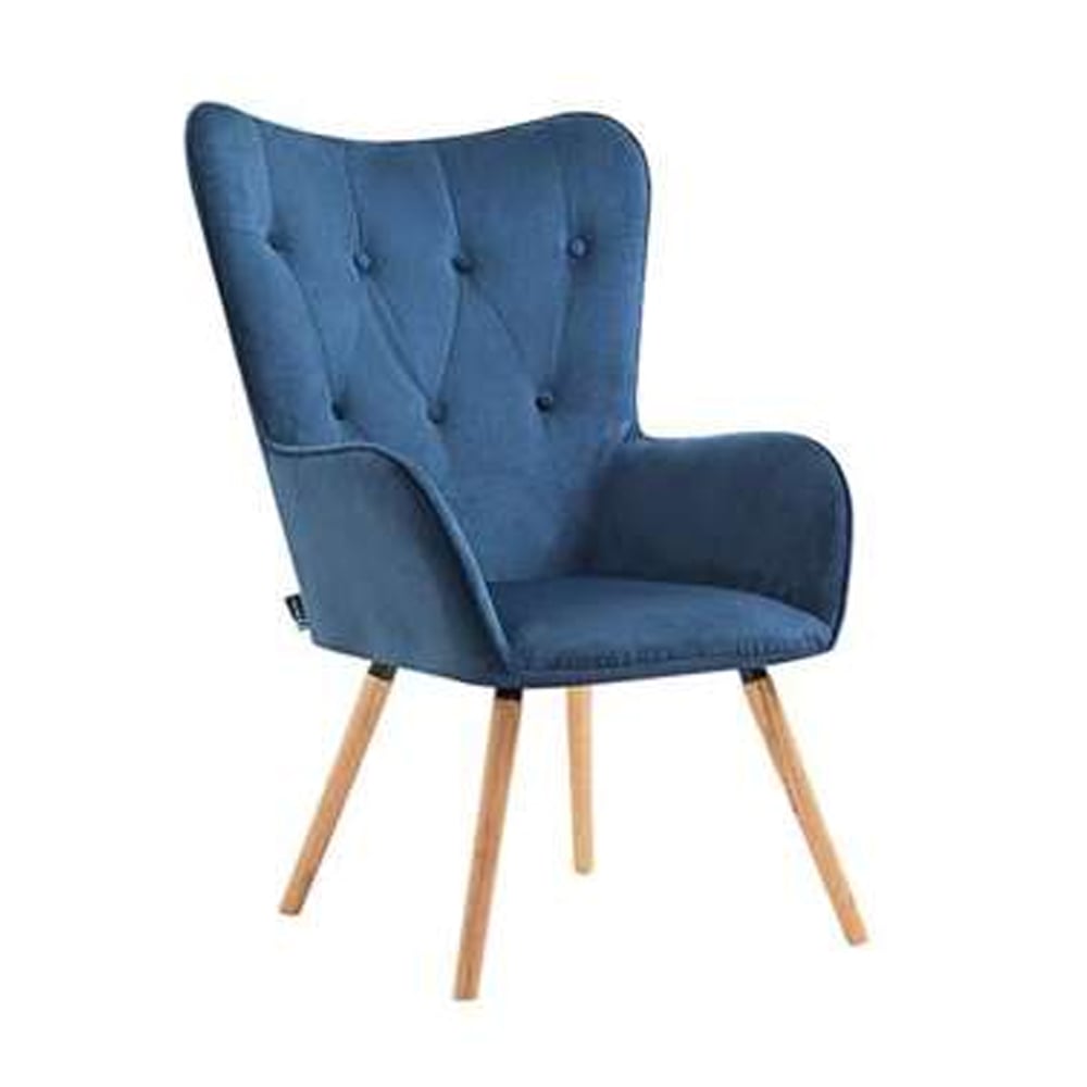 Willows Fabric Bedroom Chair With Oak Legs In Midnight Blue
