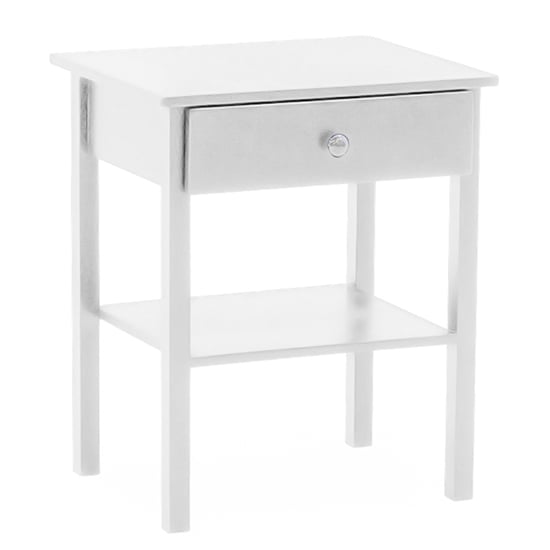 Photo of Willox wooden bedside cabinet with 1 drawer in white