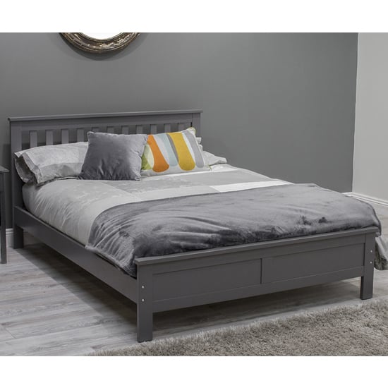 Photo of Willox wooden double size bed in grey