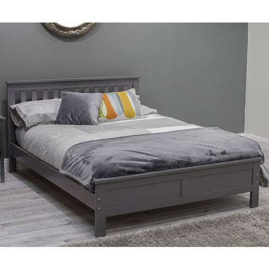 Willox Wooden King Size Bed In Grey