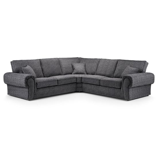 Product photograph of Willy Fabric Corner Sofa In Grey With Scroll Arms from Furniture in Fashion
