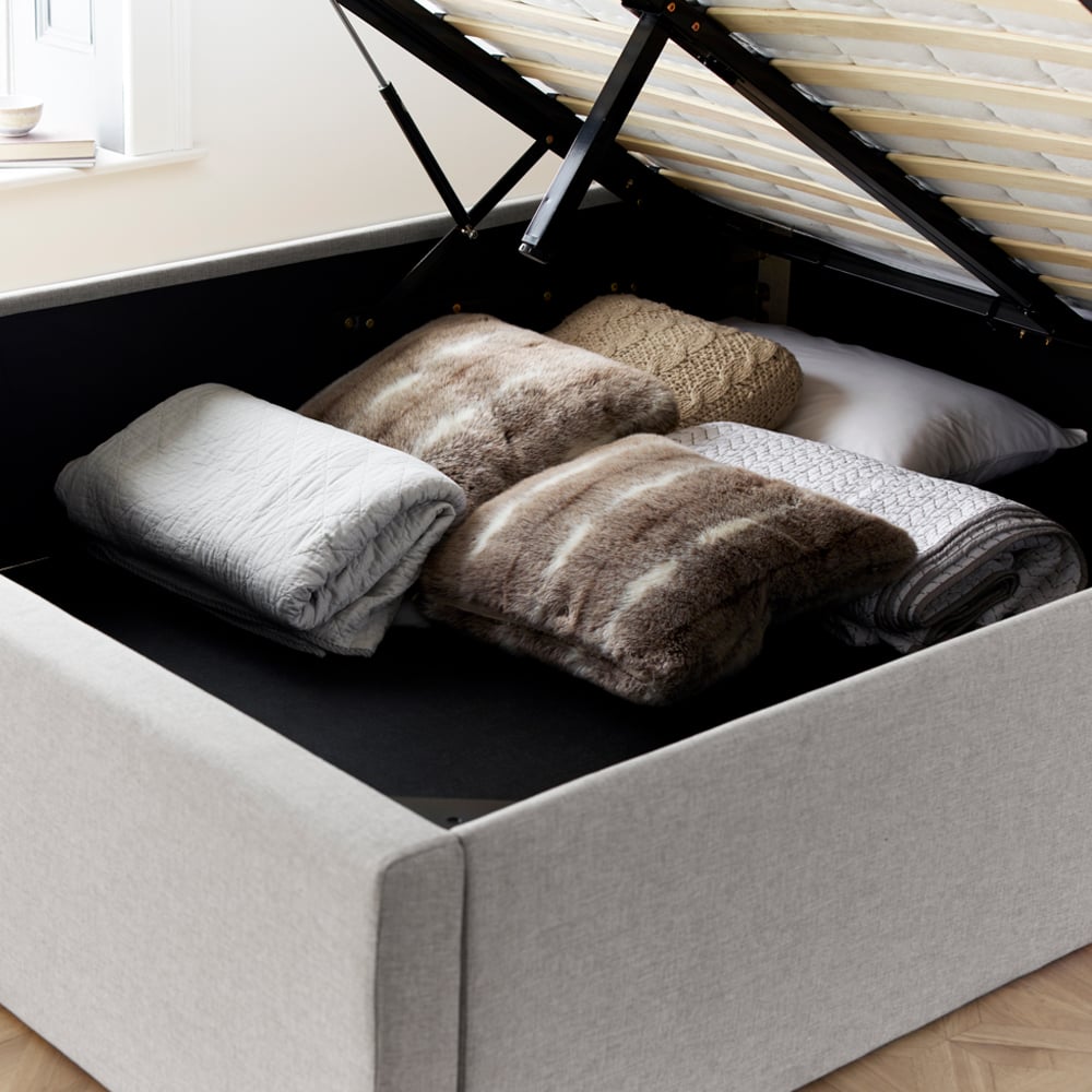 Wilmot Fabric Ottoman Storage King Size Bed In Grey