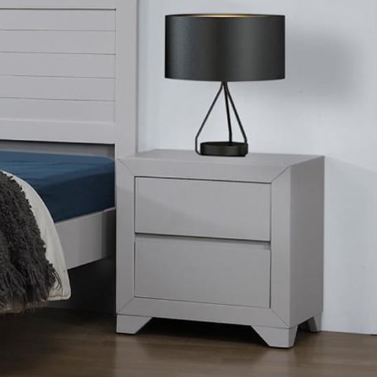 Product photograph of Wauna Wooden Bedside Cabinet In Grey With 2 Drawers from Furniture in Fashion