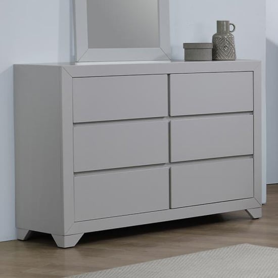 Product photograph of Wauna Wooden Chest Of Drawers In Grey With 6 Drawers from Furniture in Fashion