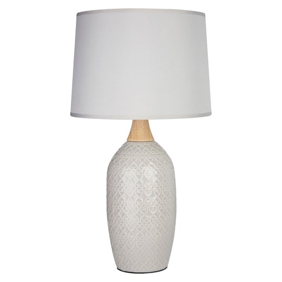 Read more about Wilon grey fabric shade table lamp with ceramic base