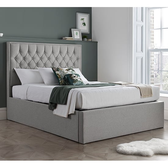 Product photograph of Wilson Fabric Ottoman Storage Double Bed In Grey from Furniture in Fashion