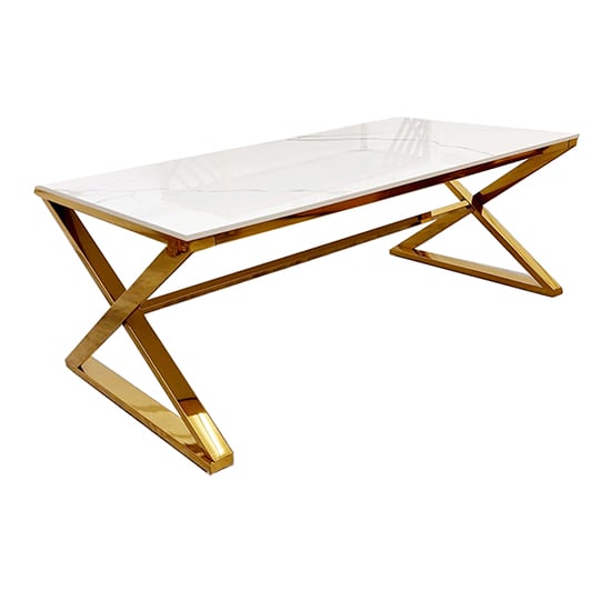 Product photograph of Wilson Polar White Sintered Stone Coffee Table With Gold Base from Furniture in Fashion