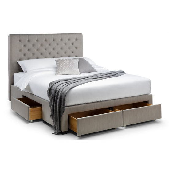 Walsh Linen Fabric Super King Size Bed With 4 Drawers In Grey