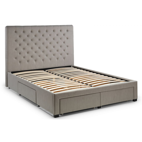 Walsh Linen Fabric Super King Size Bed With 4 Drawers In Grey