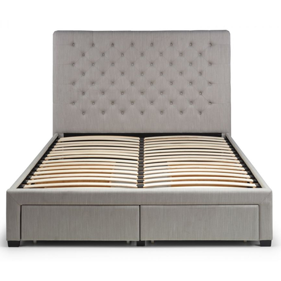 Walsh Linen Fabric Super King Size Bed With 4 Drawers In Grey
