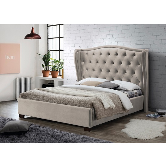 Sophia Ice Fabric Upholstered King Size Bed Sale