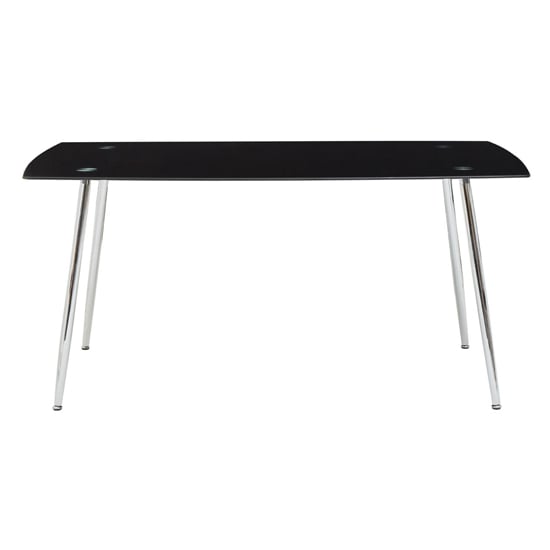 Wims Rectangular Black Glass Dining Table With 6 Velvet Chairs