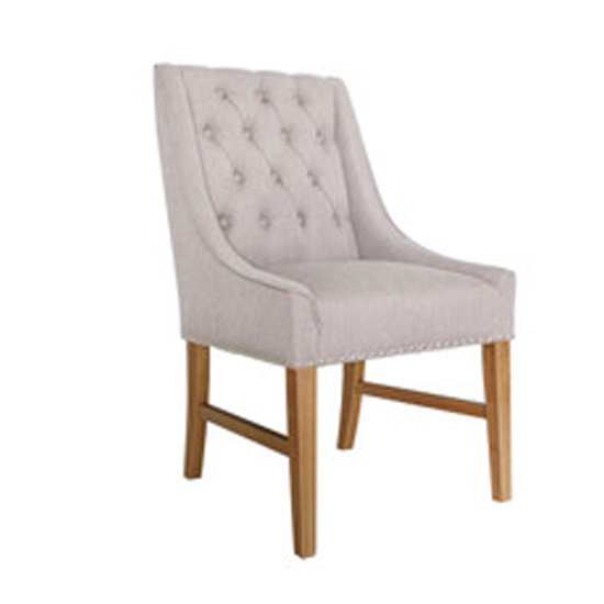 Read more about Winchester buff linen dining chair with wooden oak legs