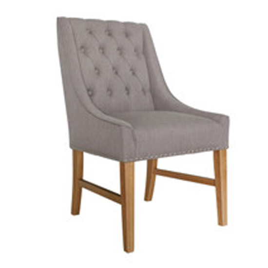 Read more about Winchester truffle linen dining chair with wooden oak legs