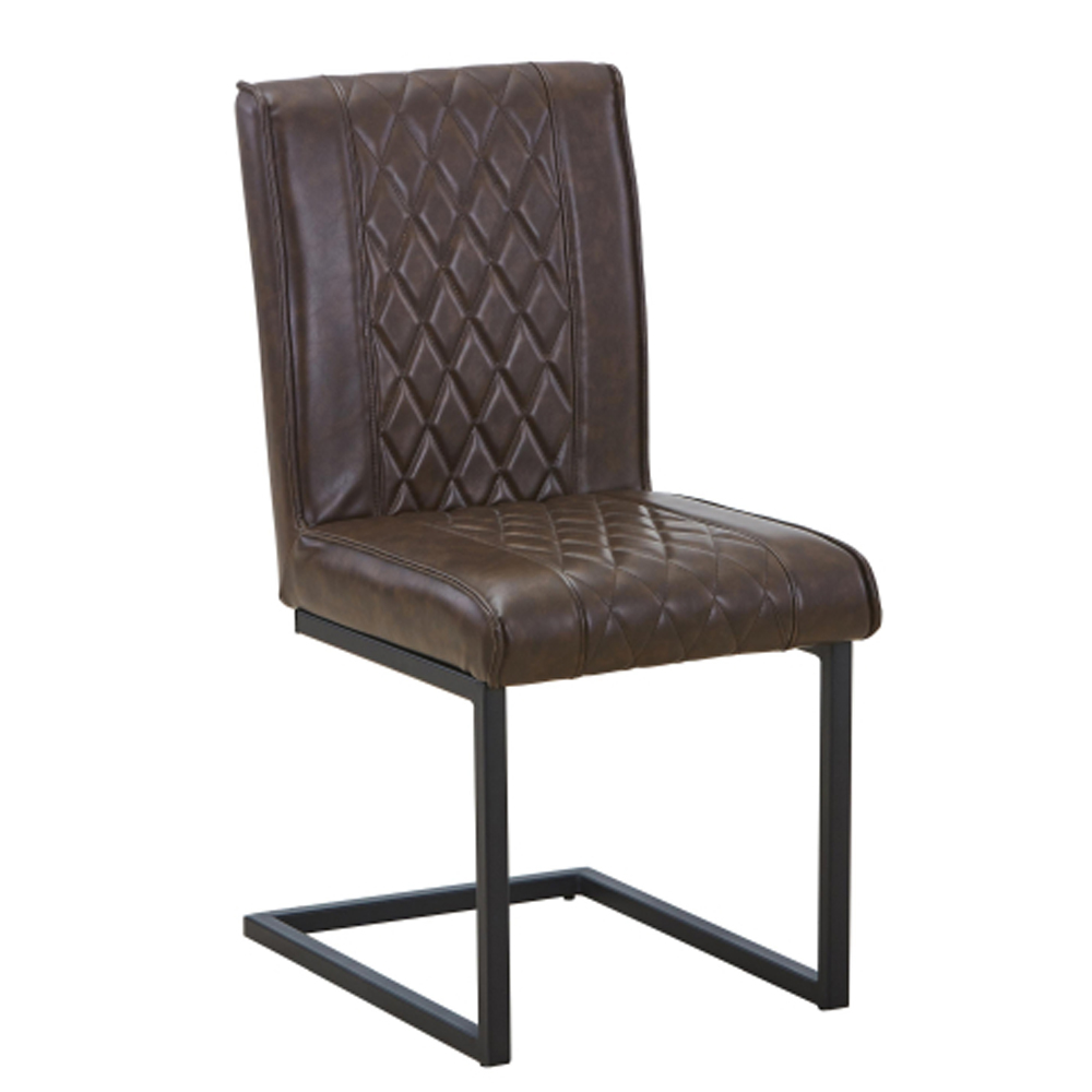 Windermere Brown Leather Effect Dining Chairs in Pair