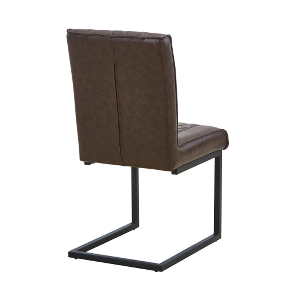 Windermere Brown Leather Effect Dining Chairs in Pair