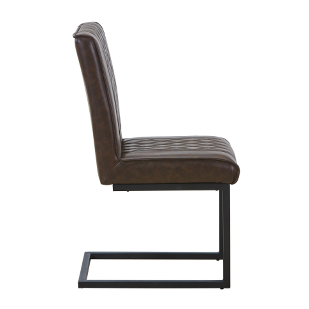 Windermere Brown Leather Effect Dining Chairs in Pair