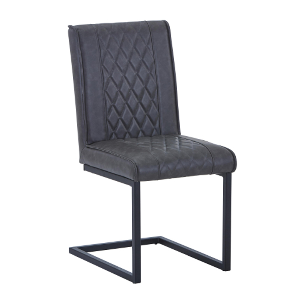 Windermere Grey Leather Effect Dining Chairs in Pair