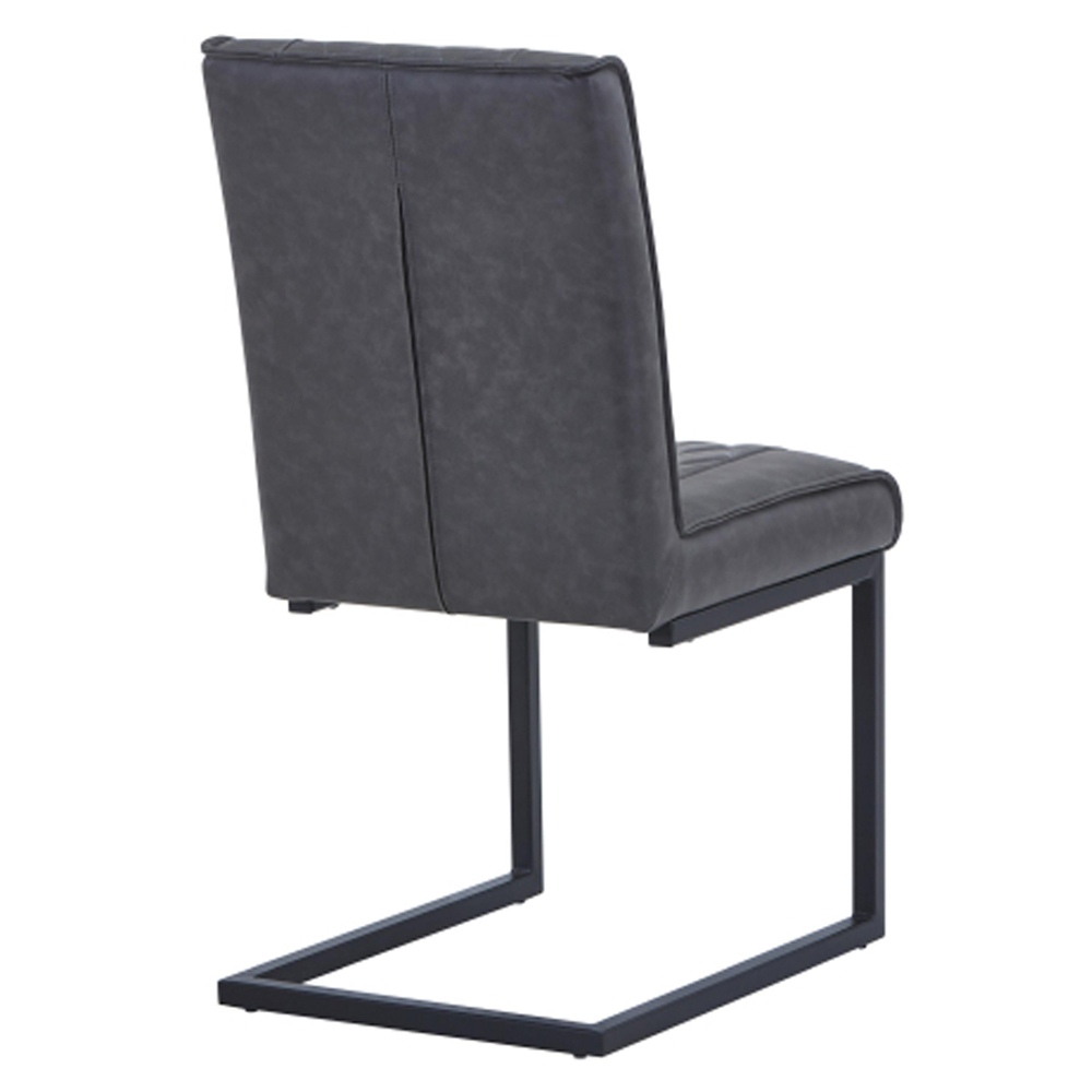 Windermere Grey Leather Effect Dining Chairs in Pair