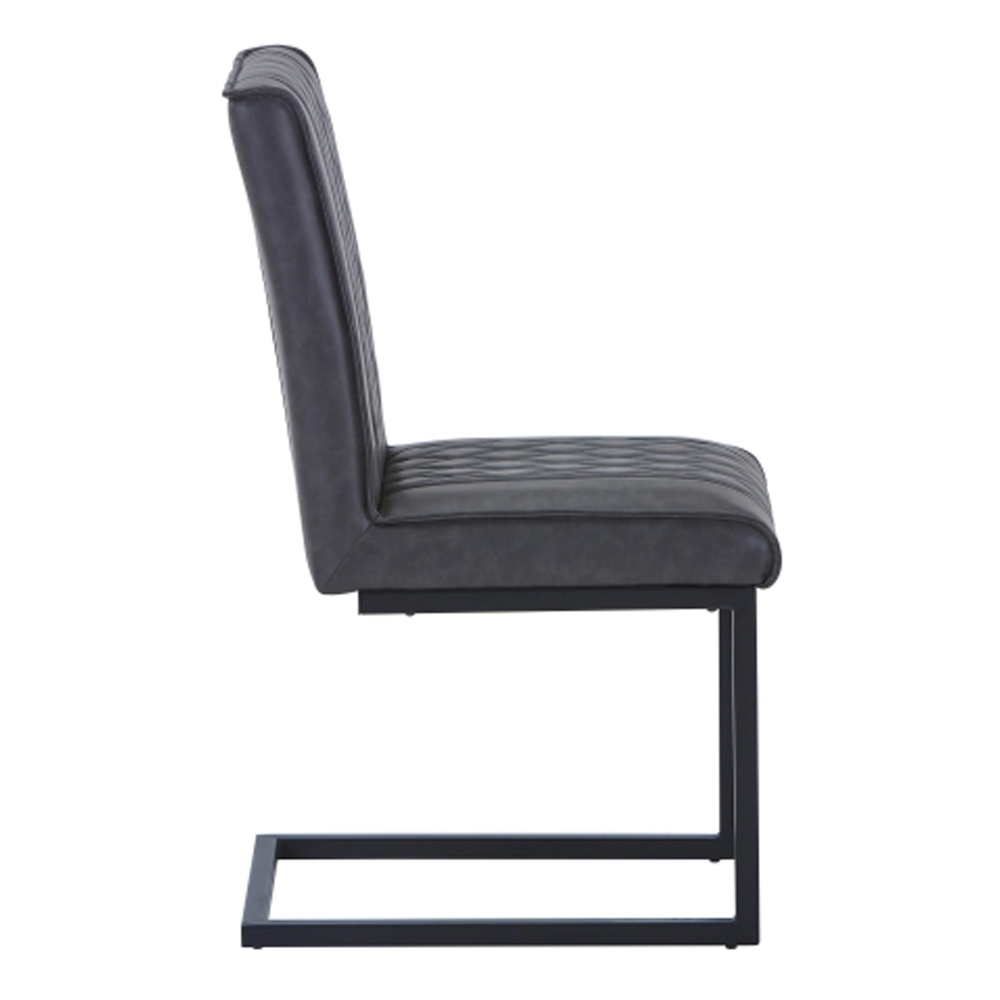 Windermere Grey Leather Effect Dining Chairs in Pair