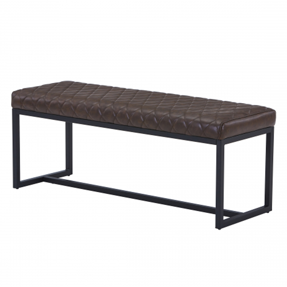 Windermere Leather Effect Dining Bench in Brown