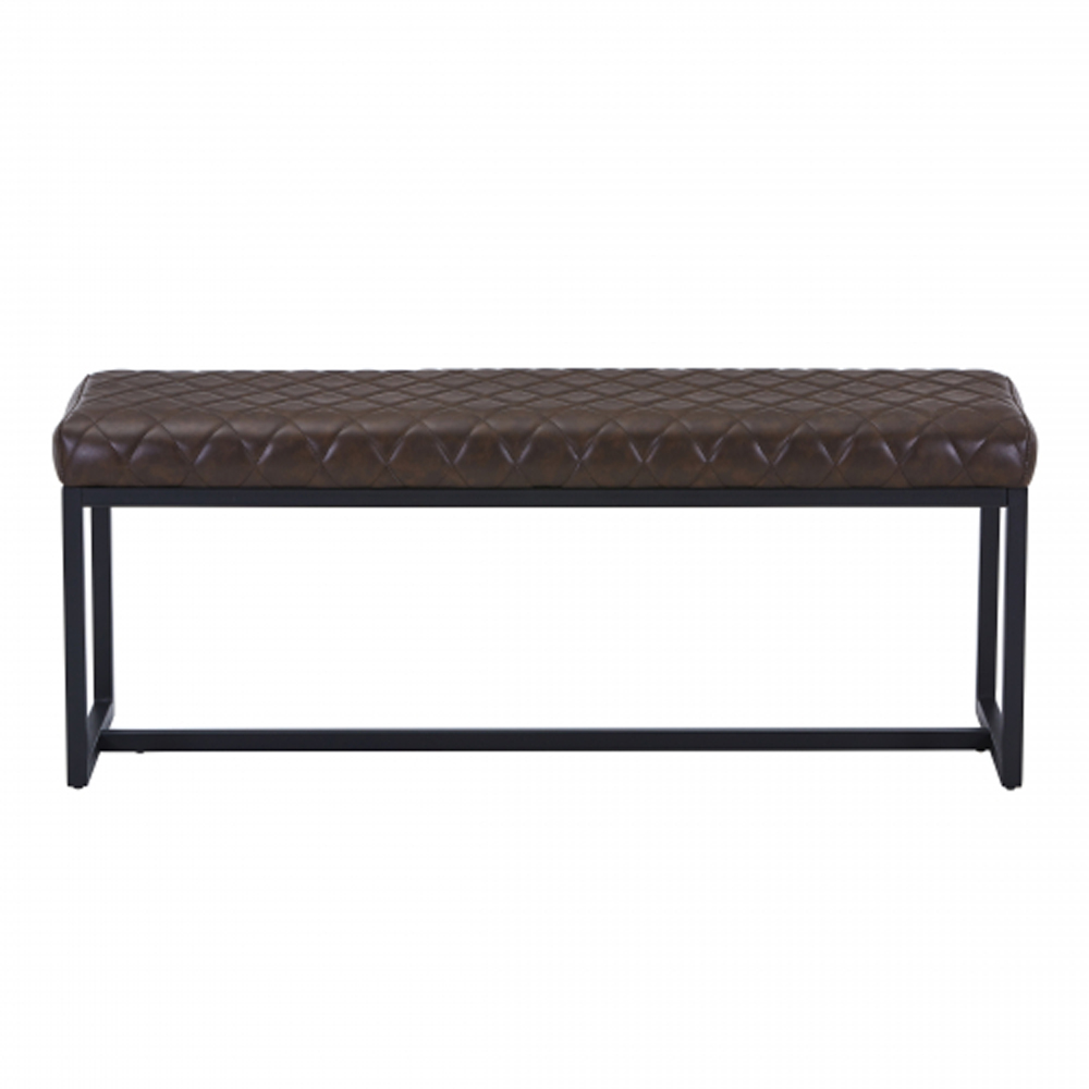Windermere Leather Effect Dining Bench in Brown