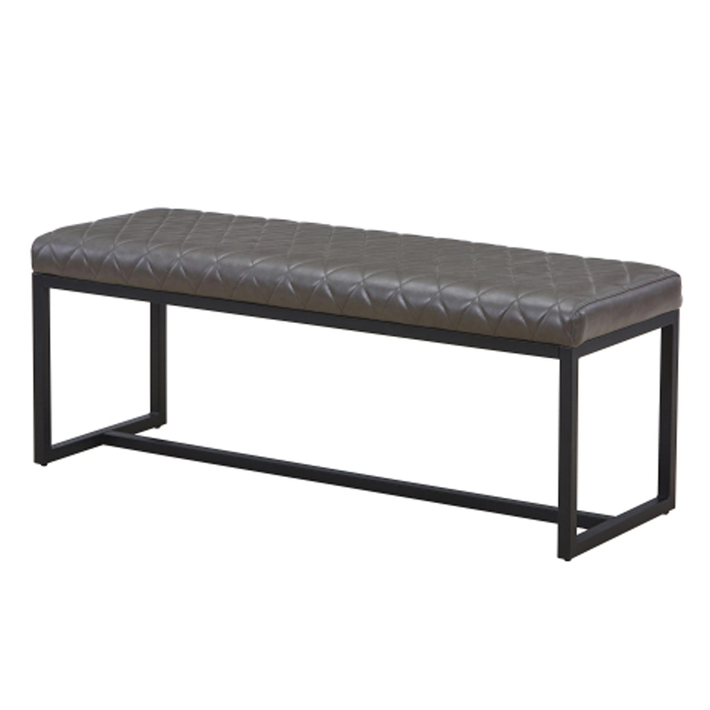 Windermere Leather Effect Dining Bench in Grey