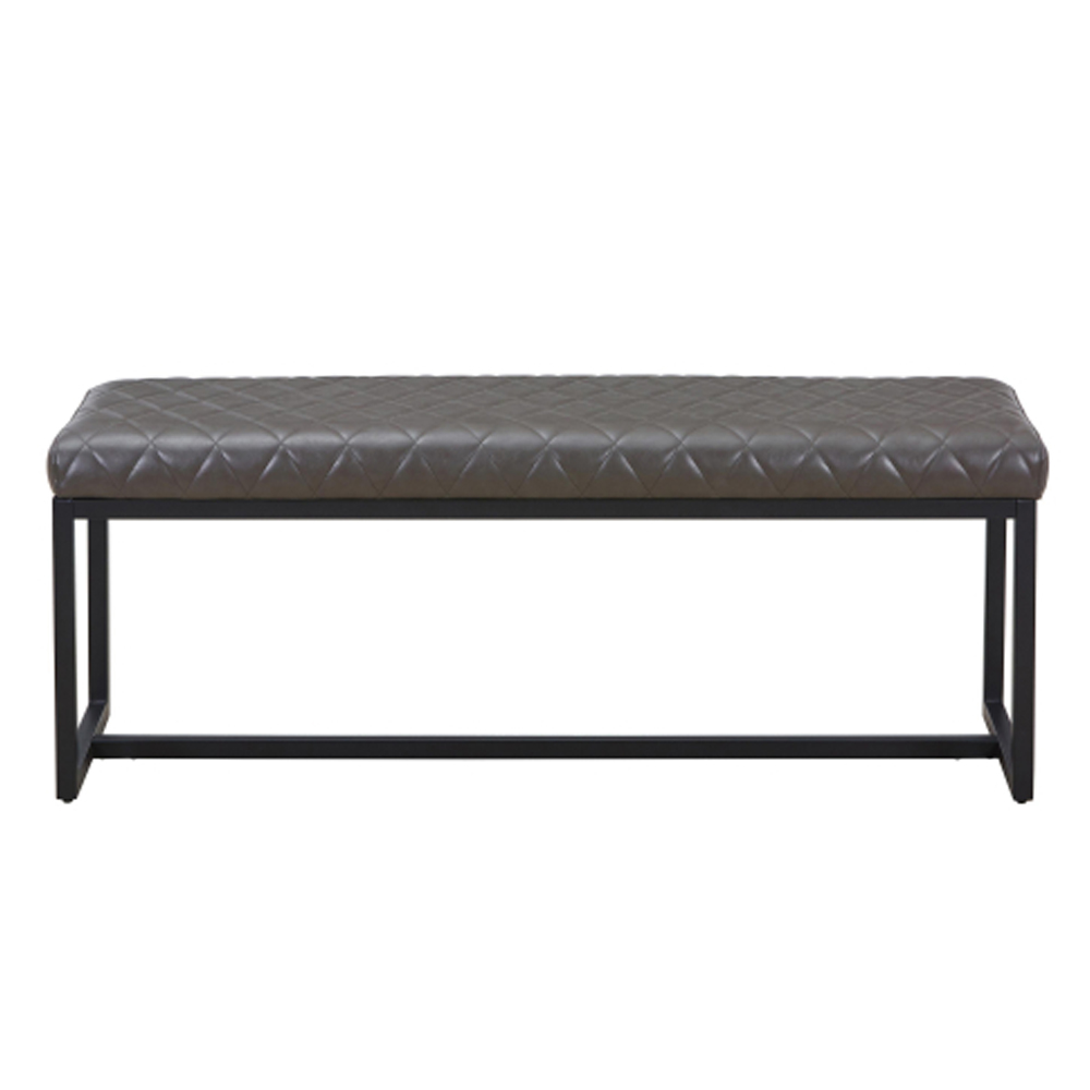 Windermere Leather Effect Dining Bench in Grey