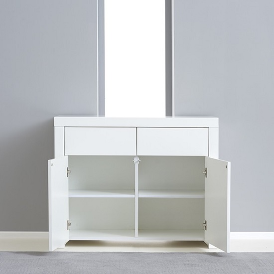 Windsor High Gloss Sideboard With 2 Doors 2 Drawers In White_2