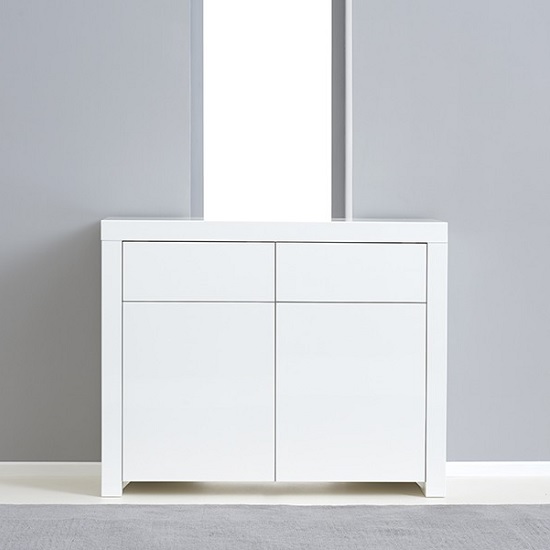 Windsor High Gloss Sideboard With 2 Doors 2 Drawers In White_3