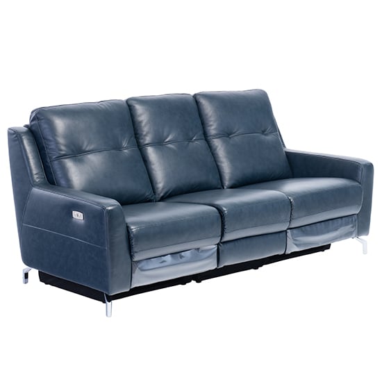 Winko Italian Leather Electric Recliner 3 Seater Sofa In Blue_1
