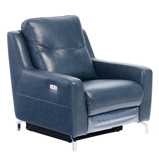 Winko Italian Leather Electric Recliner Armchair In Blue